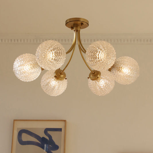 Six glass spheres customizable chandelier