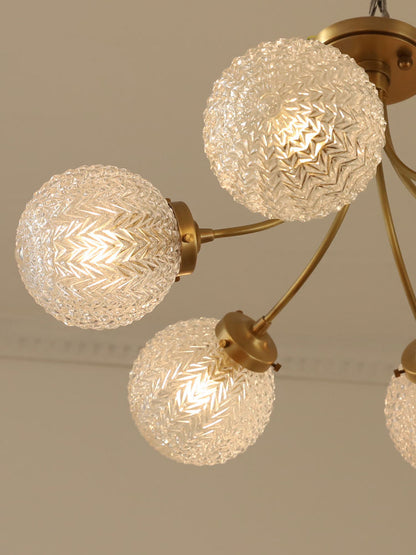 Six glass spheres customizable chandelier