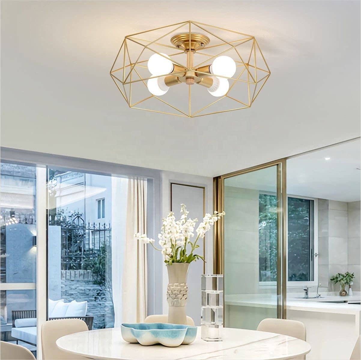 Golden irregular customizable chandelier