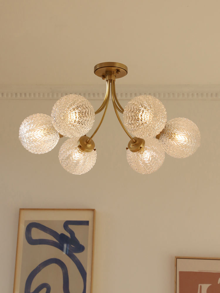 Six glass spheres customizable chandelier